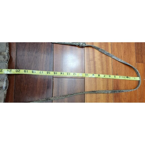 Antropologie Morgan  Woven Suede Crossbody Bag Snakeskin Accents Tassel Boho - Picture 12 of 15